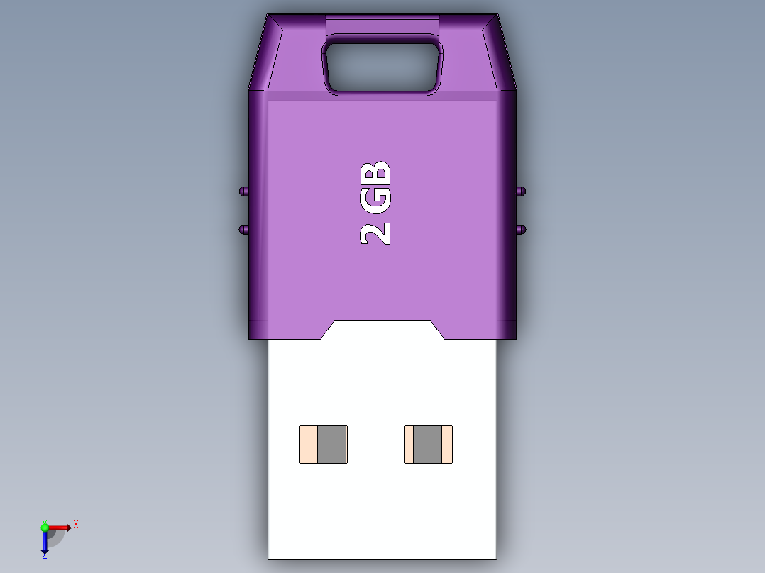 solidworks 2GB U盘3D模型俯视图