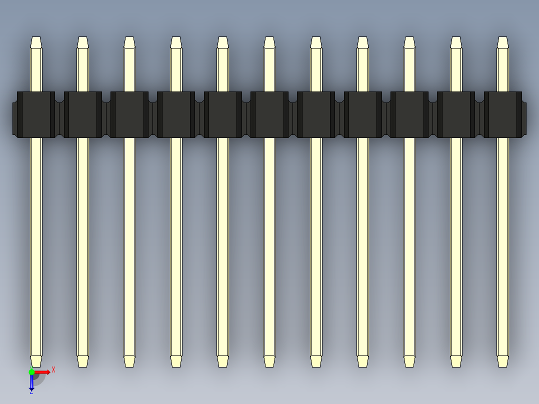 彩色公头100mil（2.54mm）系列-DS1021_black_1x11p_100mil_Type5_rev1.0俯视图
