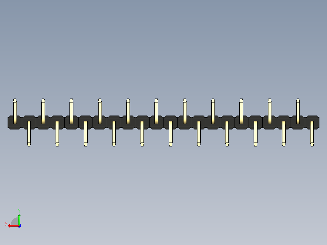 彩色公排针 100mil 2.54mm 系列-DS1022_black_22p_100mil_Type_SMT_R2_rev1.0后视图