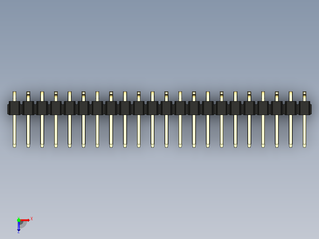 彩色公排针 100mil 2.54mm 系列-DS1022_black_22p_100mil_Type_SMT_R2_rev1.0俯视图