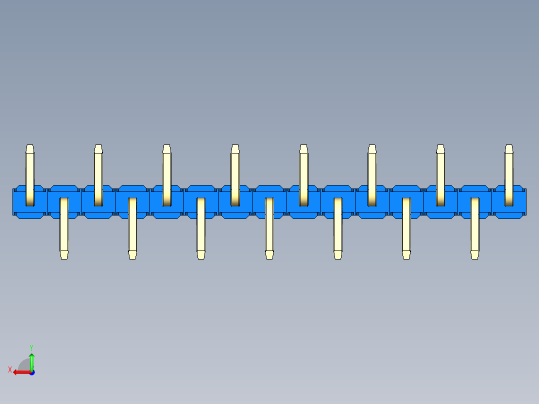彩色公排针 100mil 2.54mm 系列-DS1022_blue_15p_100mil_Type_SMT_R1_rev1.0后视图