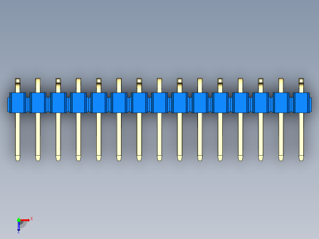 彩色公排针 100mil 2.54mm 系列-DS1022_blue_15p_100mil_Type_SMT_R1_rev1.0俯视图