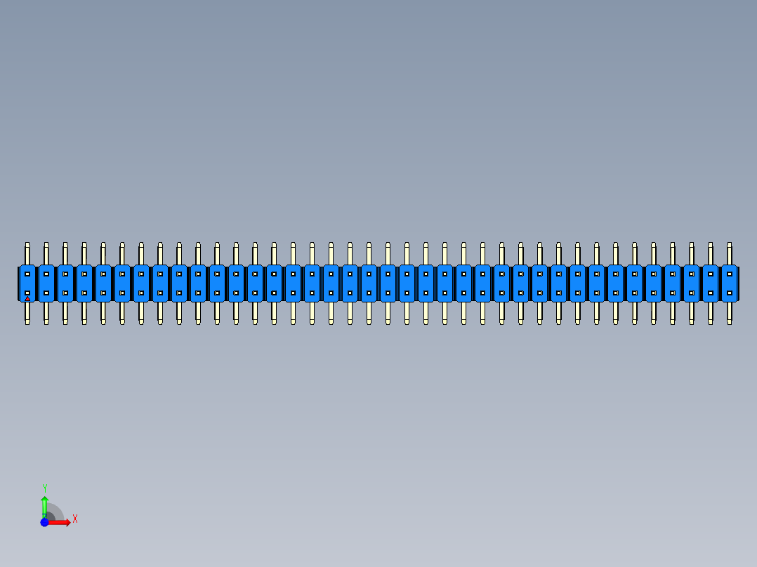 彩色公排针 100mil 2.54mm 系列-DS1022_blue_76p_100mil_TypeSMT_rev1.0前视图