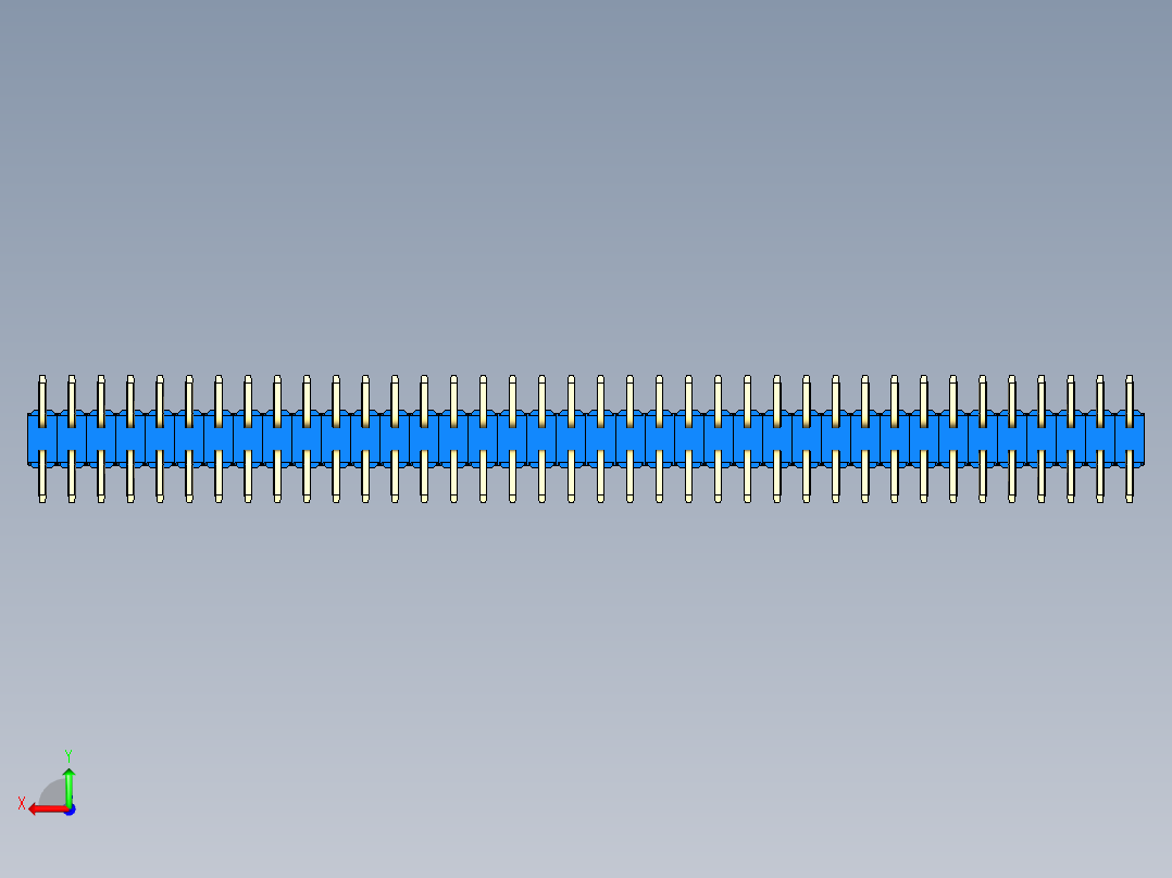 彩色公排针 100mil 2.54mm 系列-DS1022_blue_76p_100mil_TypeSMT_rev1.0后视图