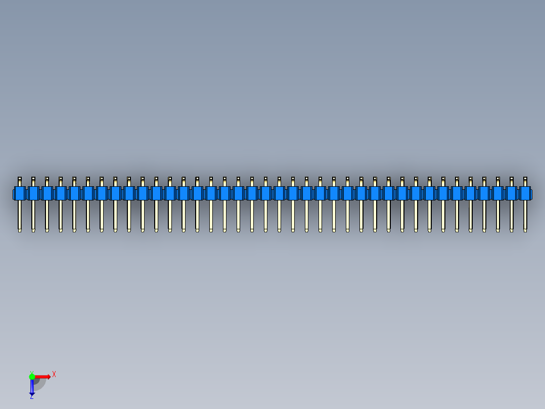 彩色公排针 100mil 2.54mm 系列-DS1022_blue_76p_100mil_TypeSMT_rev1.0俯视图