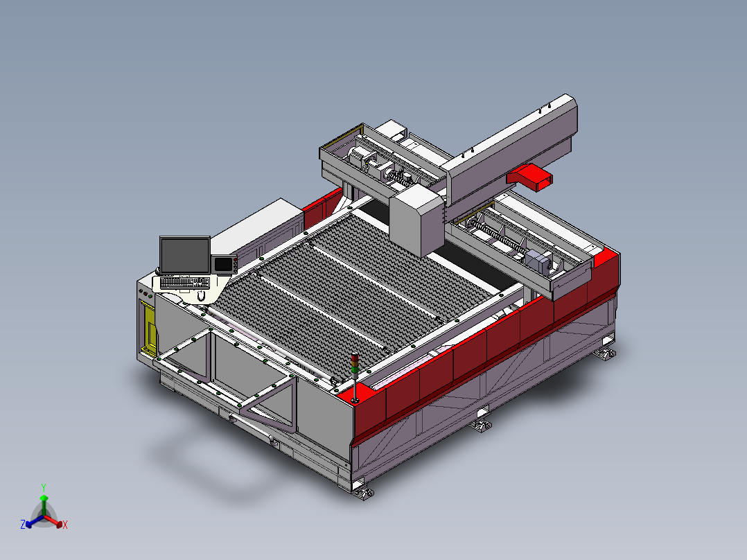 激光切割机3D图纸 自动化设备3D图纸3D模型正等轴测图