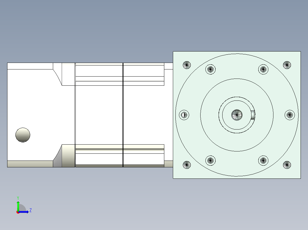 换向器PW140双轴 PGH115-L2 24-95-115-M6-8B.stp左视图