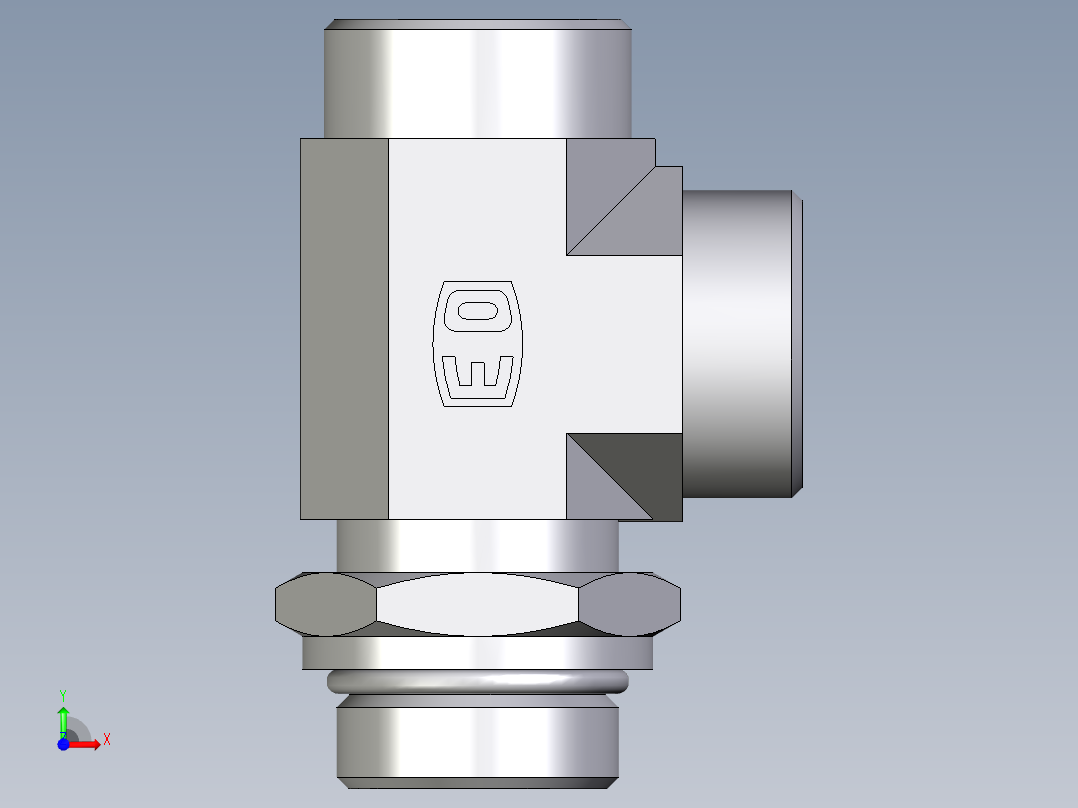 卡套式工业通用硬管接头EO_Adjustable_locknut_run_tee_LEE28LMOROMDCF前视图