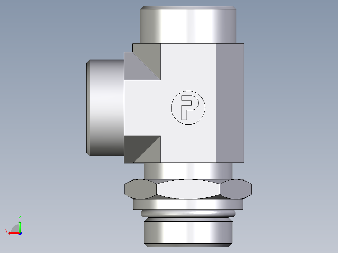 卡套式工业通用硬管接头EO_Adjustable_locknut_run_tee_LEE28LMOROMDCF后视图