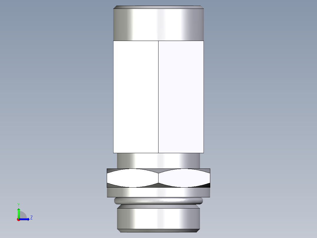 卡套式工业通用硬管接头EO_Adjustable_locknut_run_tee_LEE28LMOROMDCF左视图