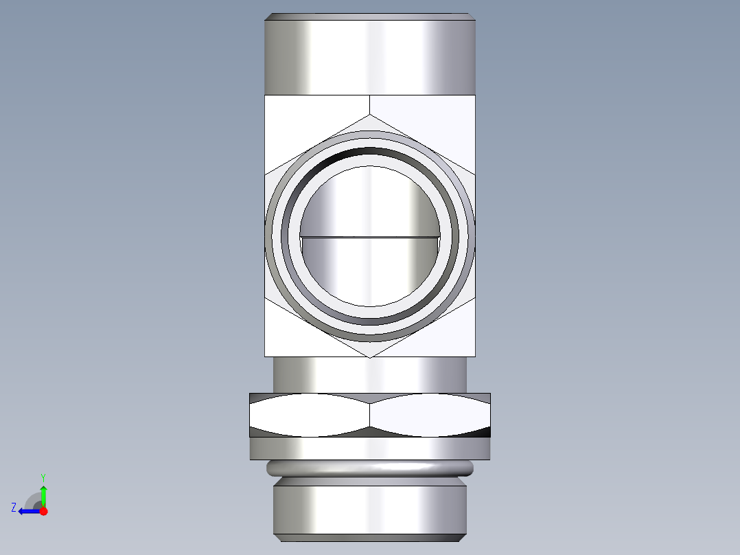 卡套式工业通用硬管接头EO_Adjustable_locknut_run_tee_LEE28LMOROMDCF右视图