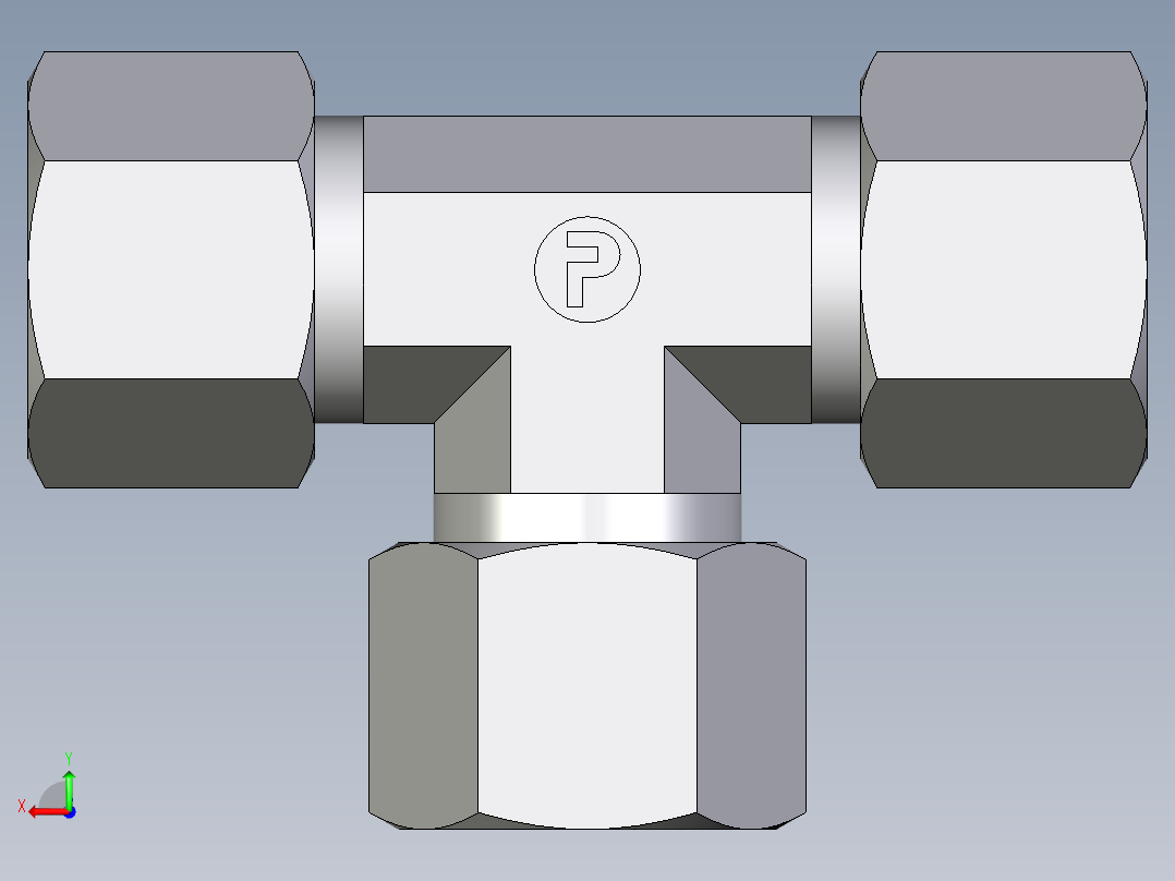 卡套式工业通用硬管接头EO_Union_tee_T14ZS71后视图