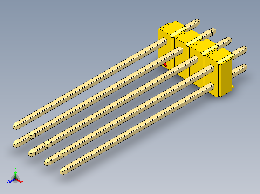 彩色公头100mil（2.54mm）系列-DS1021_yellow_2x04p_100mil_Type43_rev1.0