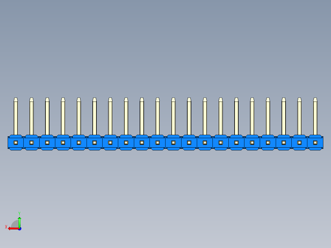 彩色公排针 100mil 2.54mm 系列-DS1022_blue_20p_100mil_TypeU_rev1.0后视图