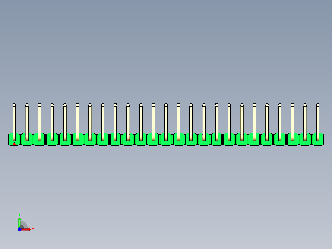 彩色公排针 100mil 2.54mm 系列-DS1022_green_25p_100mil_TypeU_rev1.0前视图