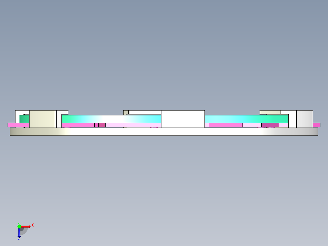 快门装配旋转开启模型俯视图
