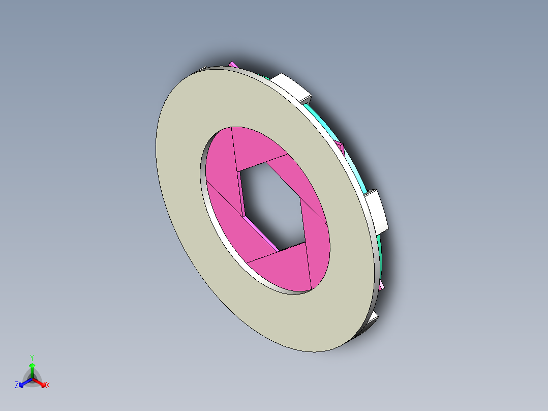 快门装配旋转开启模型正等轴测图