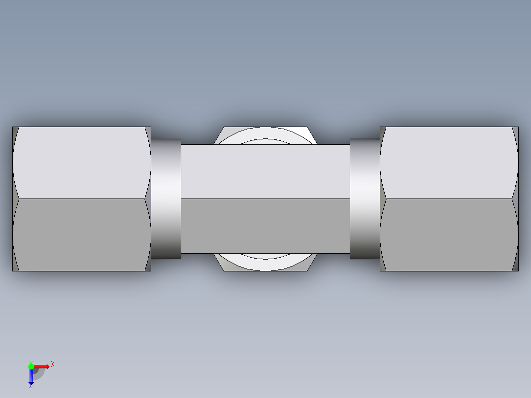 卡套式工业通用硬管接头EO_Union_tee_T06LL71俯视图