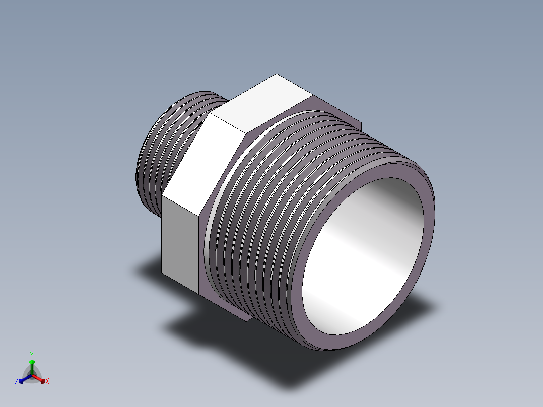 对丝-六角异径 DN32-DN20正等轴测图