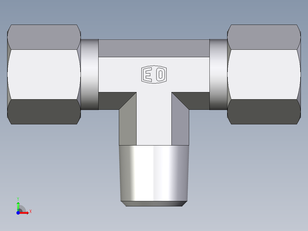 卡套式工业通用硬管接头EO_Male_stud_run_tee_TE08LR71前视图