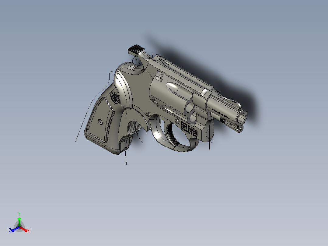 S&W Mod玩具手gun正等轴测图