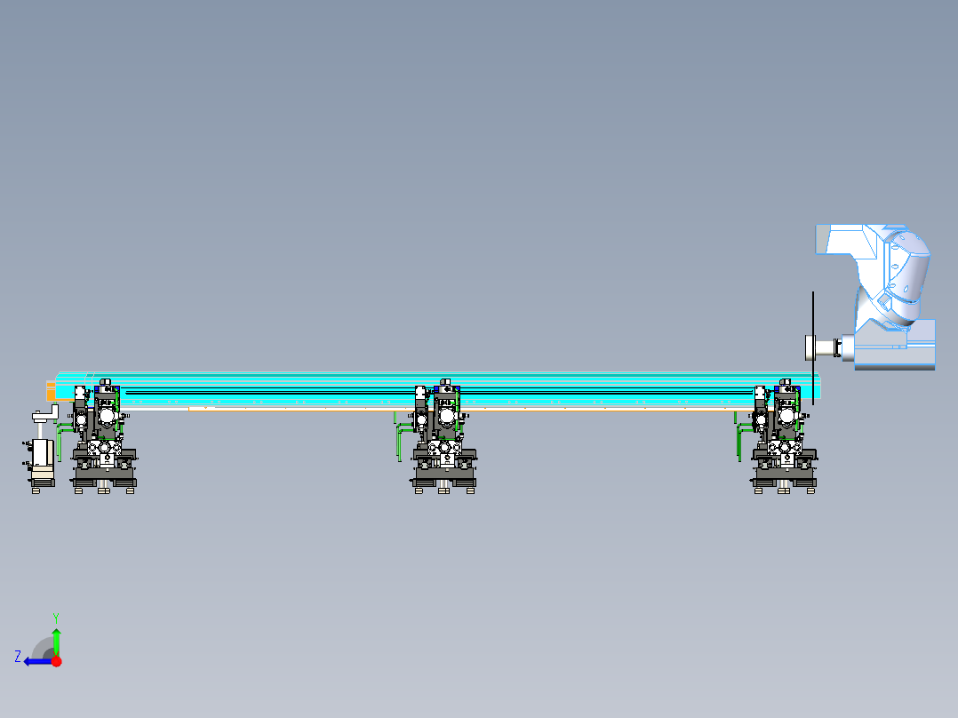 冷藏箱型材边框五轴可调整夹具右视图