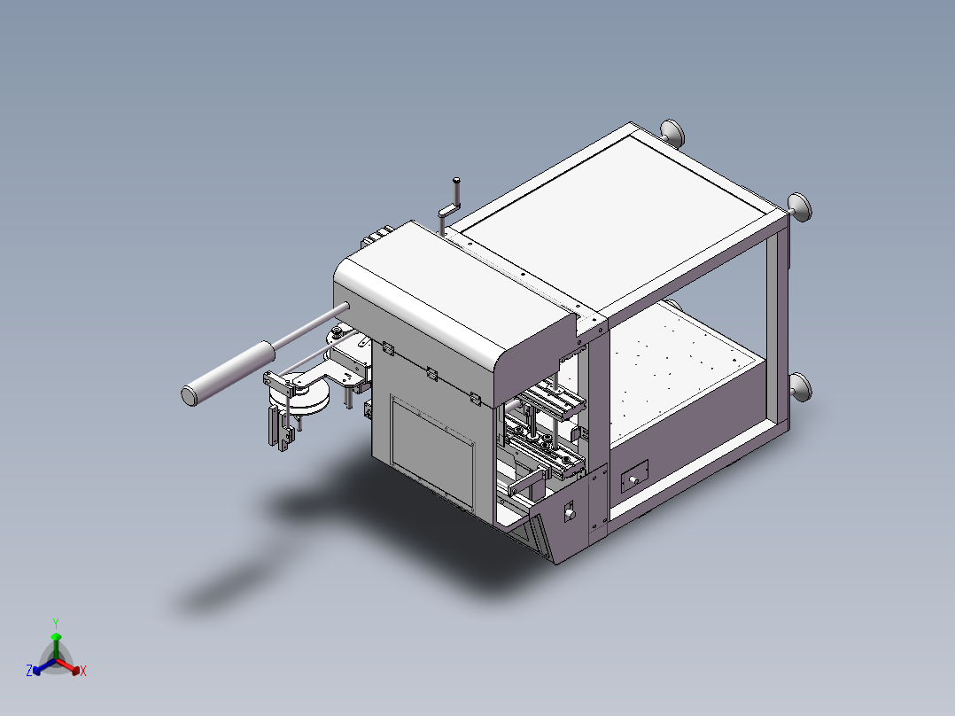 一台条码自动粘贴机正等轴测图