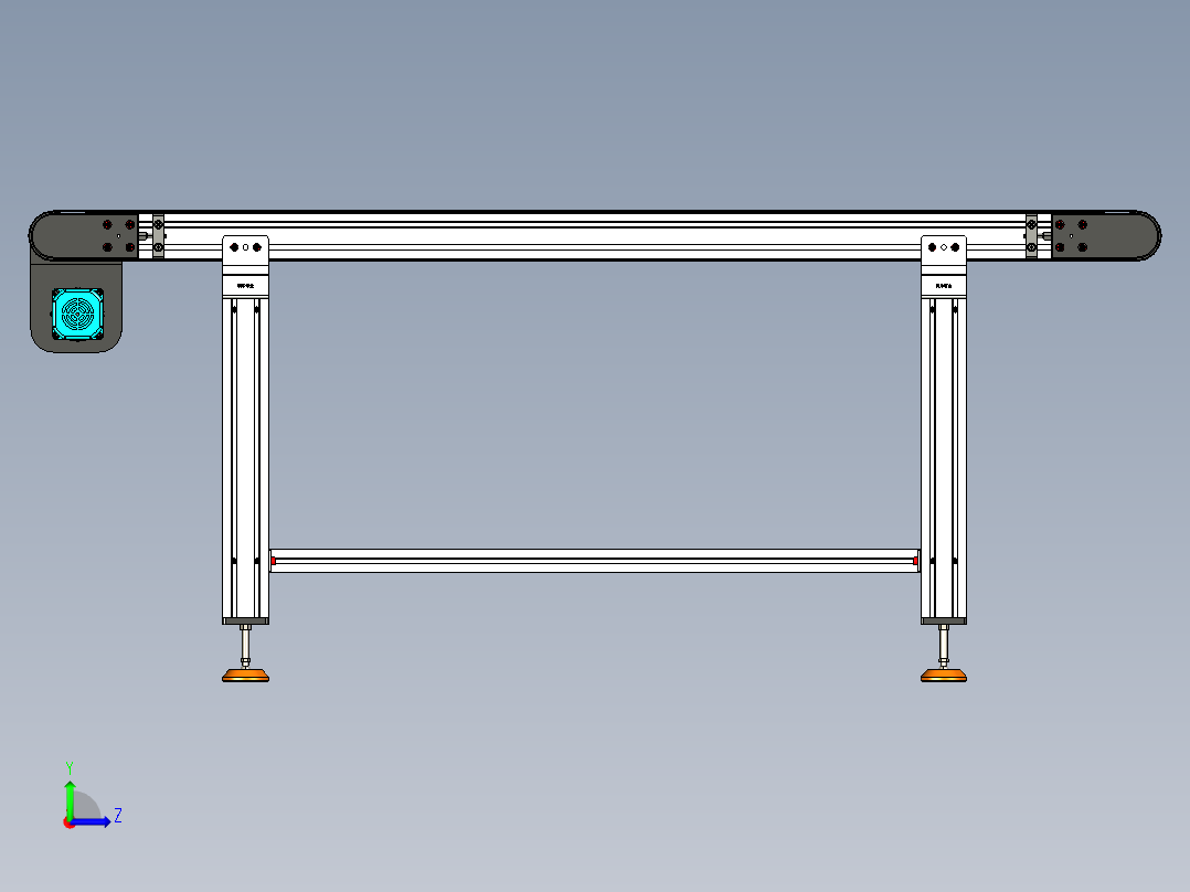 LE-XC4080-右边驱动带支座重载皮带线-负载200kg左视图