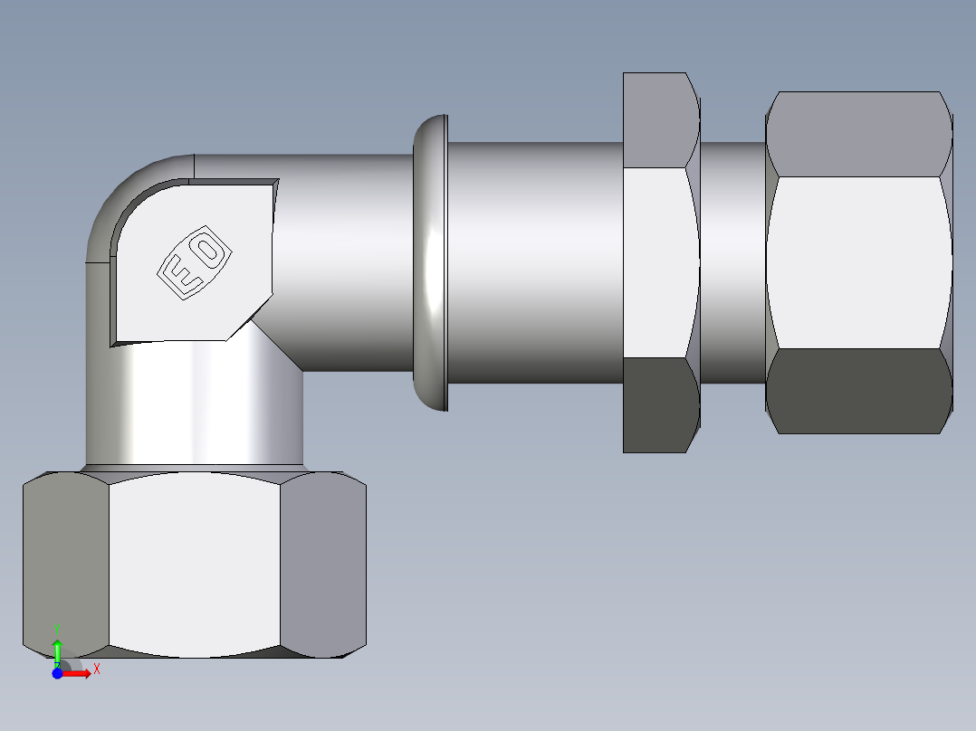 卡套式工业通用硬管接头EO_Bulkhead_elbow_WSV15ZL71前视图