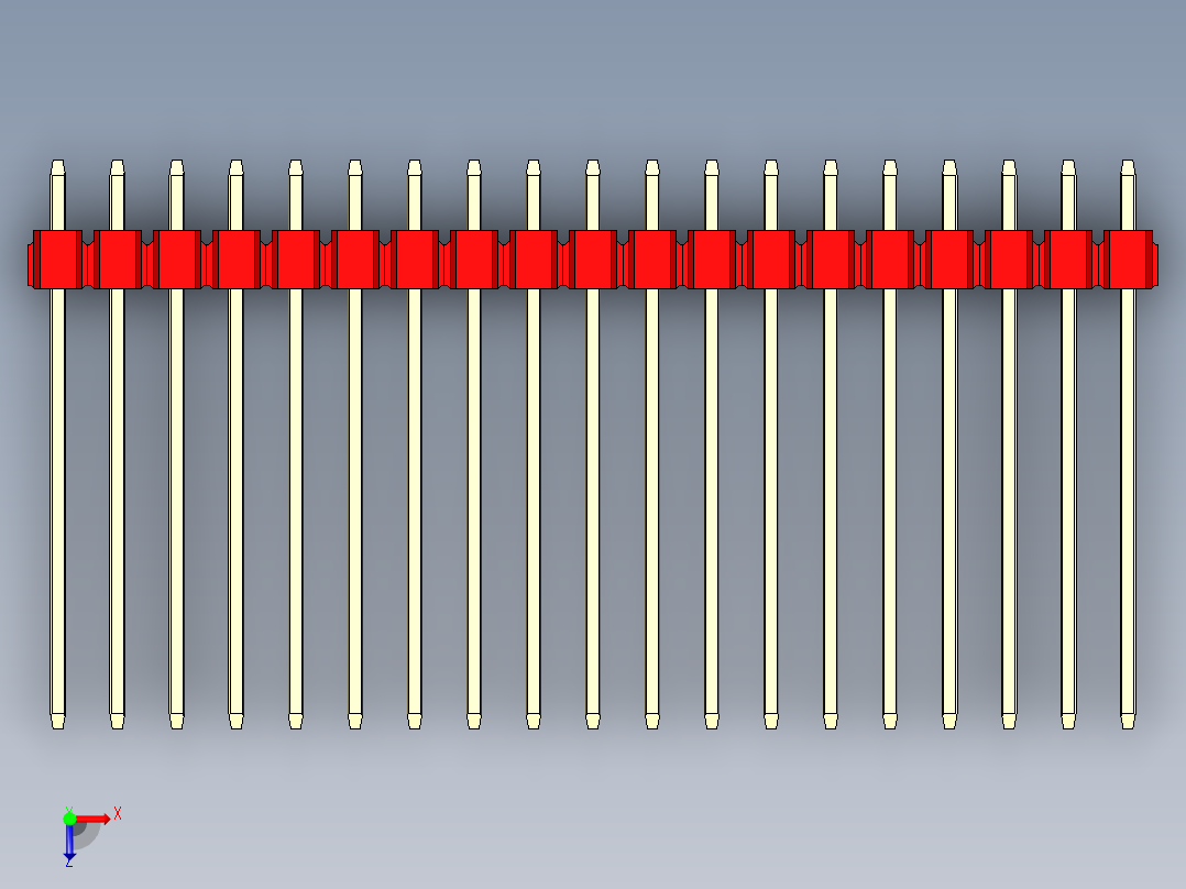 彩色公头100mil（2.54mm）系列-DS1021_red_1x19p_100mil_Type19_rev1.0俯视图