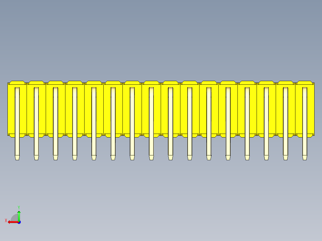彩色公排针 100mil 2.54mm 系列-DS1022_yellow_3x16p_100mil_TypeD_rev1.0后视图