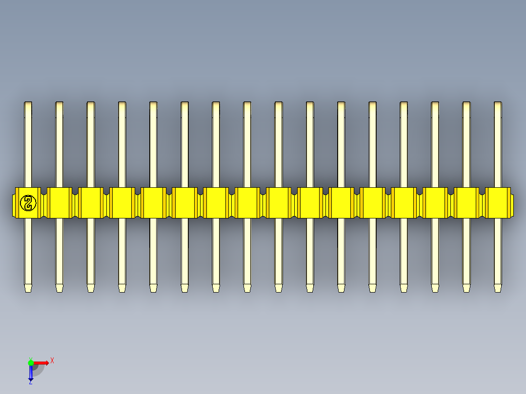 彩色公排针 100mil 2.54mm 系列-DS1022_yellow_3x16p_100mil_TypeD_rev1.0俯视图