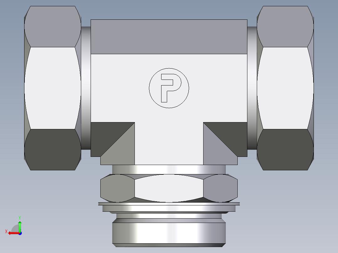 卡套式工业通用硬管接头EO_Adjustable_locknut_branch_tee_TEE42LRCF后视图