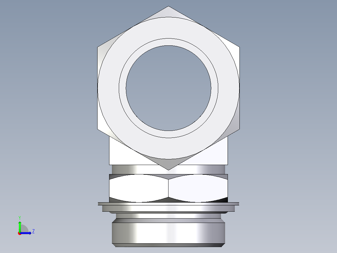 卡套式工业通用硬管接头EO_Adjustable_locknut_branch_tee_TEE42LRCF左视图