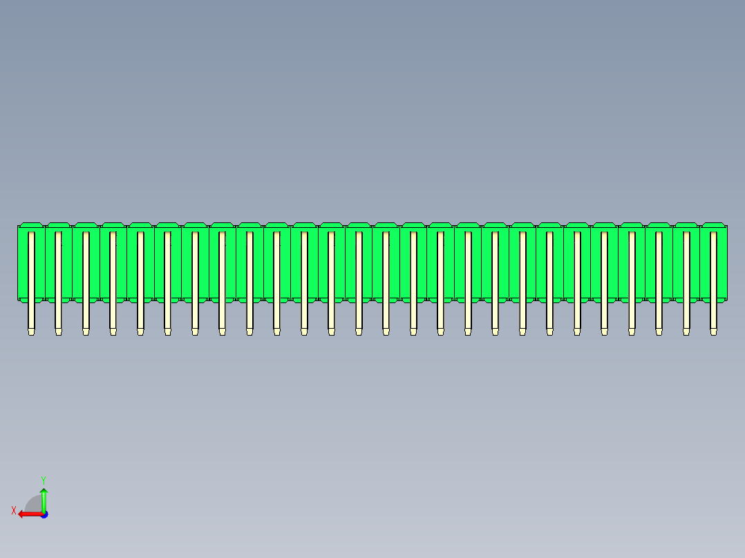 彩色公排针 100mil 2.54mm 系列-DS1022_green_3x26p_100mil_TypeD_rev1.0后视图