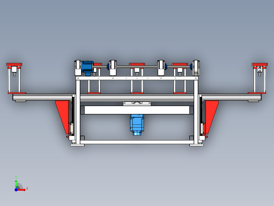 带吸盘的输送机可将平板玻璃太阳能电池板固定到位前视图
