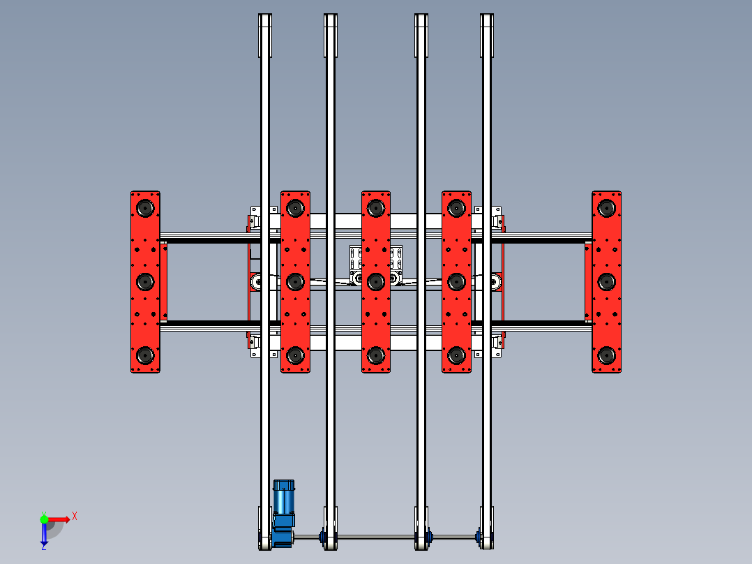 带吸盘的输送机可将平板玻璃太阳能电池板固定到位俯视图