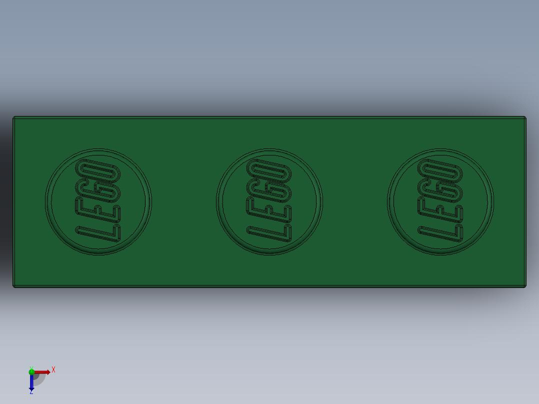 乐高套装 4421基本积木-4109679 - 3622 Dark Green Brick 1 x 3.SLDPRT俯视图