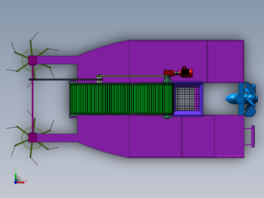 水面垃圾打捞船SW三维+CAD图纸==1508652前视图