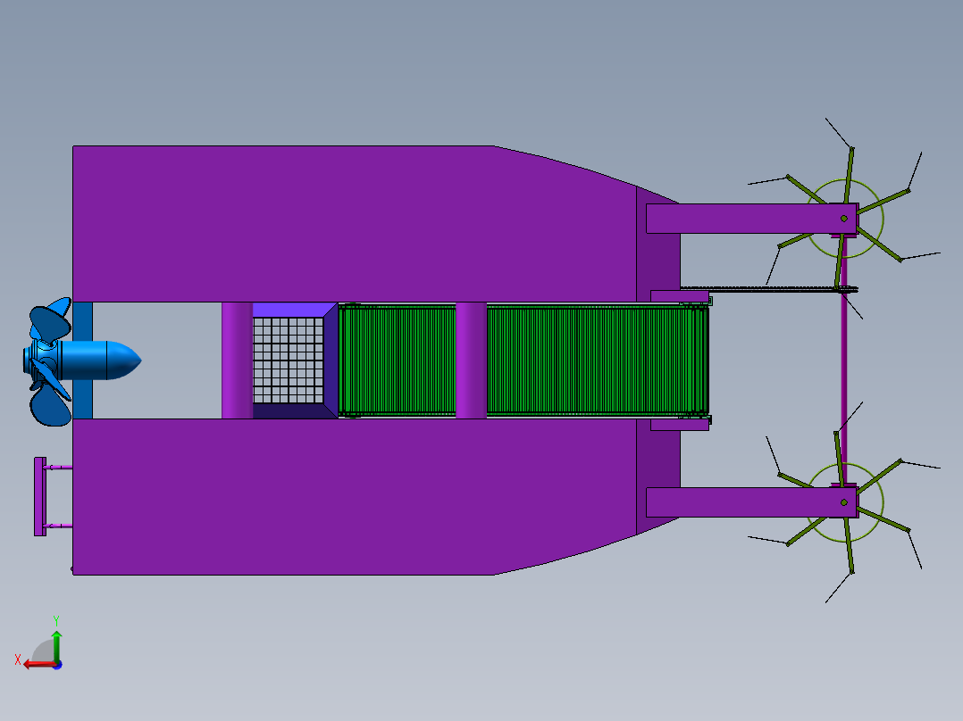 水面垃圾打捞船SW三维+CAD图纸==1508652后视图
