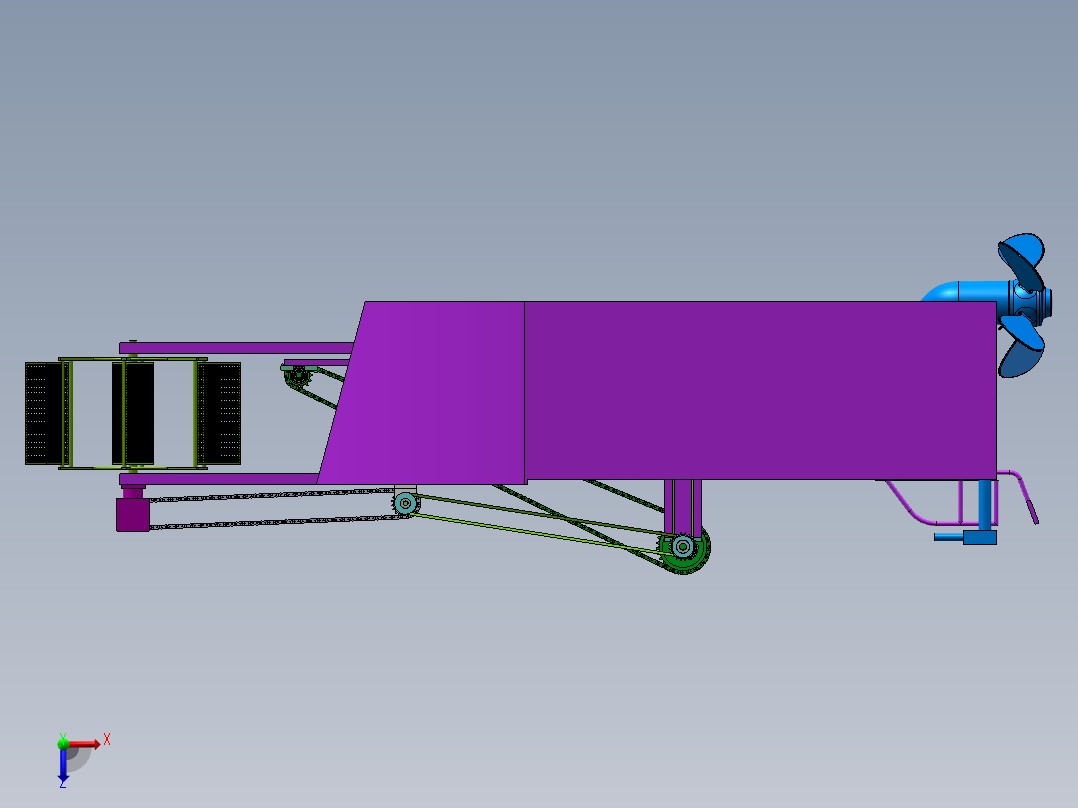 水面垃圾打捞船SW三维+CAD图纸==1508652俯视图
