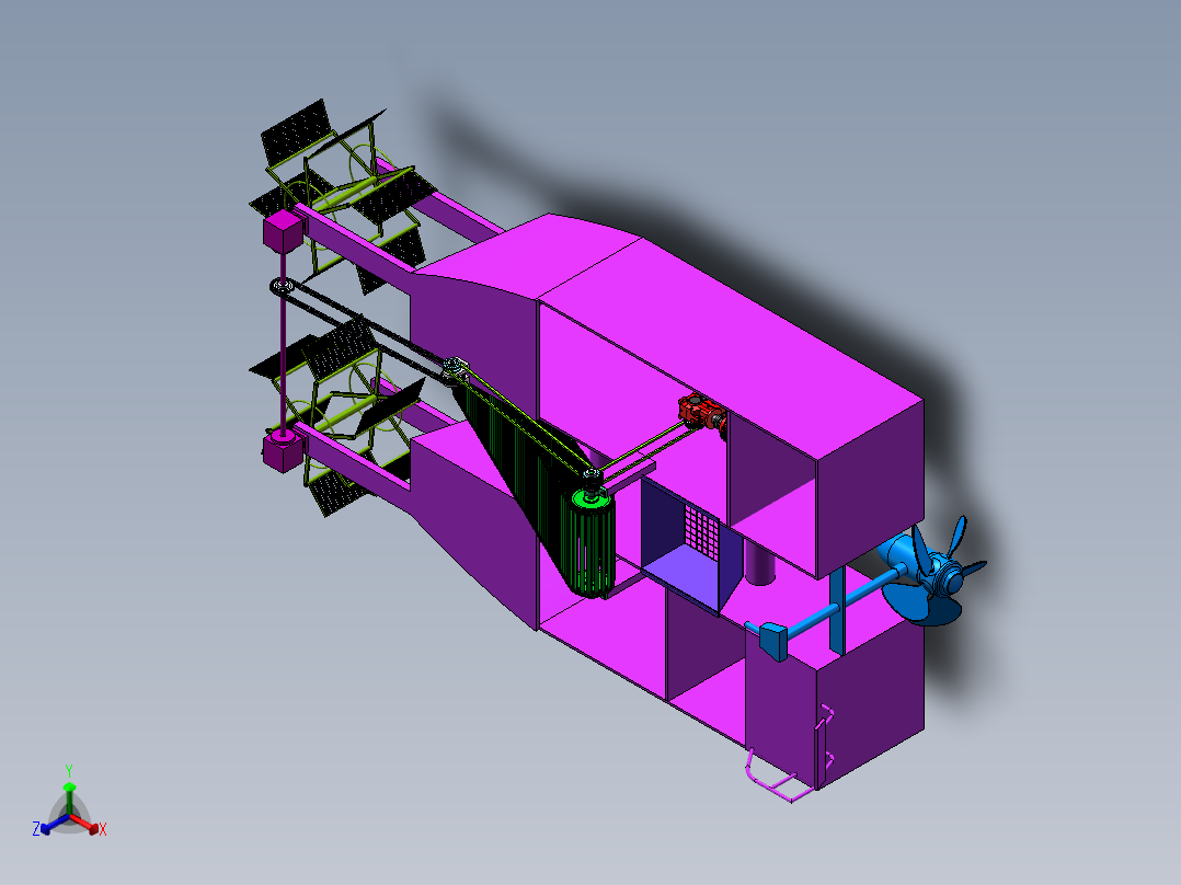 水面垃圾打捞船SW三维+CAD图纸==1508652正等轴测图