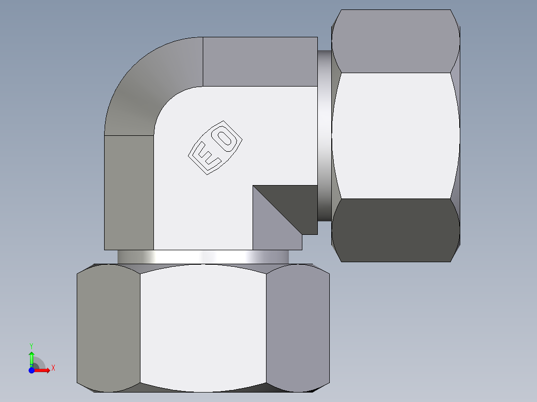 卡套式工业通用硬管接头EO_Union_elbow_W25ZS71前视图