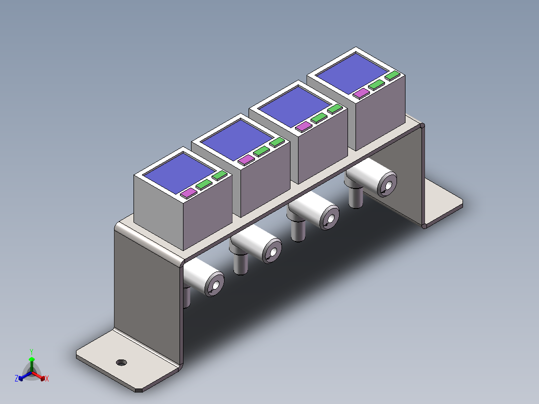 真空压力表安装组件正等轴测图
