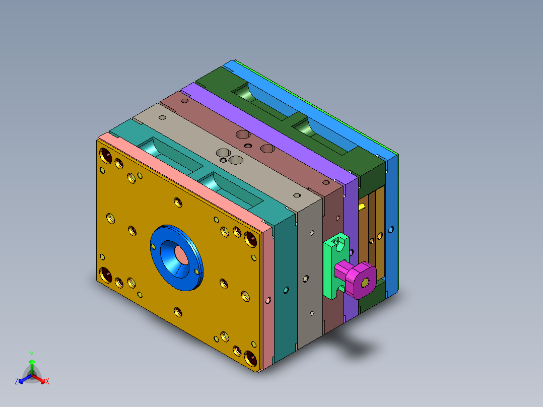 复杂的模具设计3D模型正等轴测图