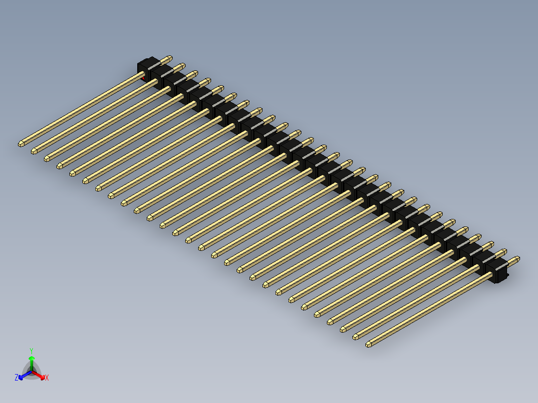彩色公头100mil（2.54mm）系列-DS1021_black_1x28p_100mil_Type43_rev1.0正等轴测图