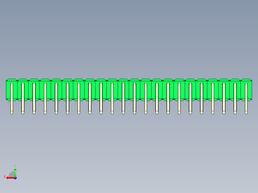 彩色公排针 100mil 2.54mm 系列-DS1022_green_2x22p_100mil_TypeD_rev1.0后视图