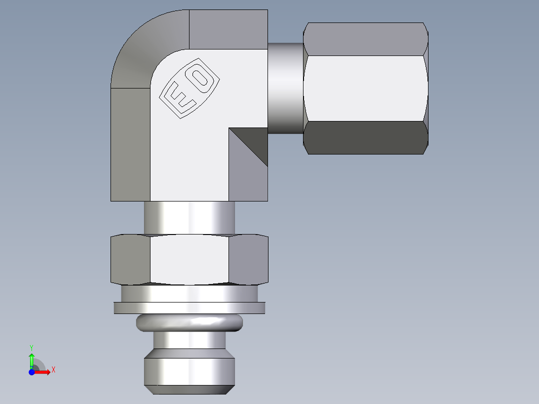 卡套式工业通用硬管接头EO_Adjustable_Locknut_elbow_WEE04LLMORCF前视图