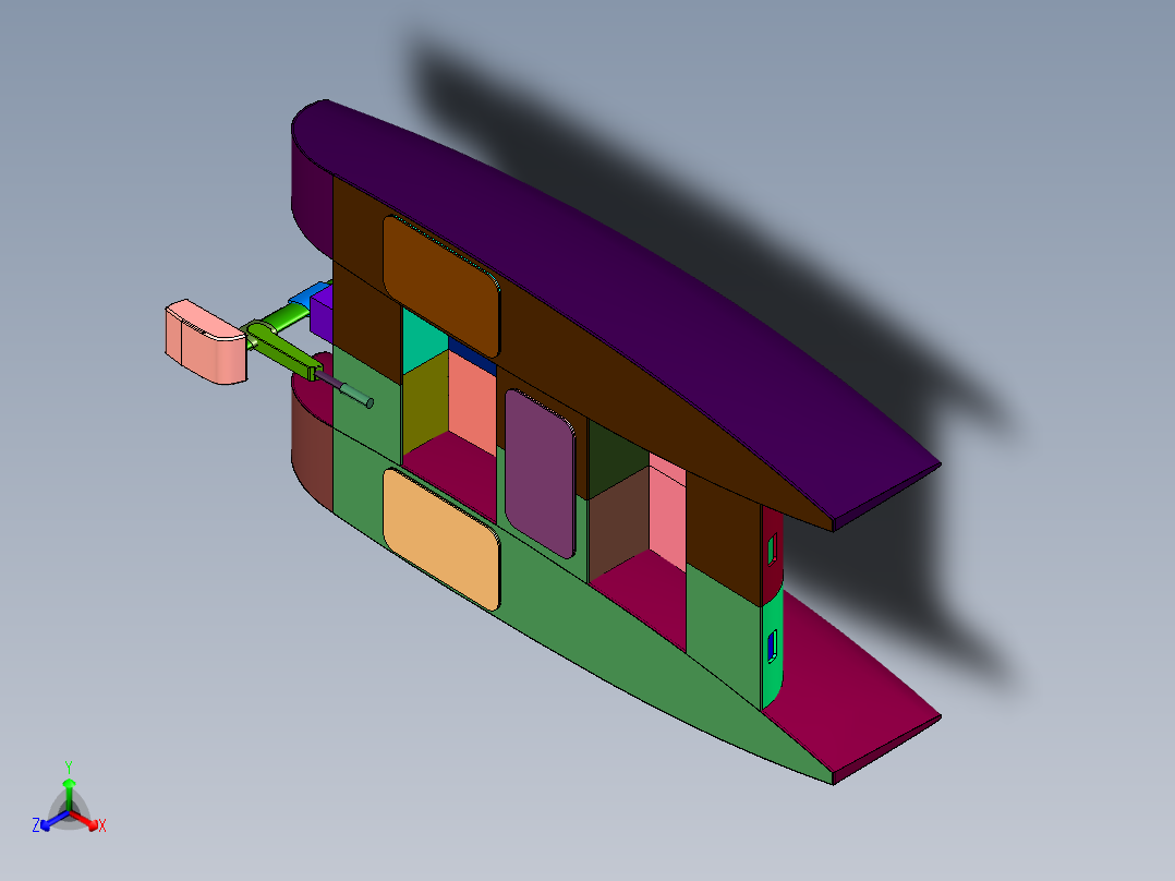 水陆两栖全地形车船两用正等轴测图
