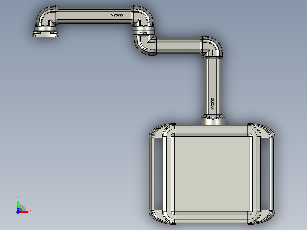 向下顶座+中间连接器+转角+箱体连接器+控制箱前视图